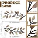 Zhengmy 2 Pieces Metal Tree Leaf Wall Decor Vine Olive Branch Leaf Wall Art Living Room, Hallway Wall Decor Outdoor Decoration(Vintage Brown)