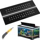 Sieral Aquarium Polycarbonate Canopy Set 19.37 x 9.37 x 0.12 Inch for 10/20 Gallon Without Center Brace Aquariums Cover Fish Tank Lid with a Hook Knife, Breathable Hole, Handle(Black)