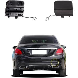 Car Rear Bumper Tow Hook Cover Compatible with Sports Mercedes Benz C Class W205 Sedan C300 C400 C43AMG 2019 2020 2021 Trailer Cover Cap 2058853303 Towing Eye Cap Unpainted