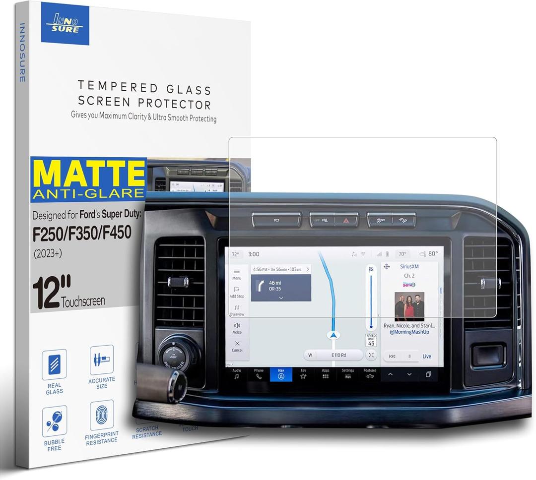 for 2023 2024 2025 Ford Super Duty F250 F350 F450 Tempered Glass Screen Protector 12" Touchscreen SuperDuty F-250 F-350 F-450 Anti Glare (Matte)
