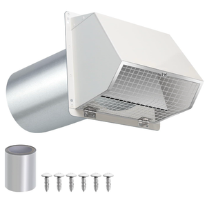 4 Inch Dryer Vent Cover Outside Hooded Wall Vent with Screen and Damper, Exhaust Vent Wall Mount Exterior Wall Vents Cover Cap for Dryer Ventilation&Outdoor Air Exhaust,Galvanized Steel,White