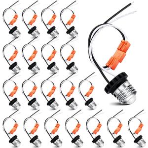 Zhengmy 20 Pcs E26 Socket Adapter, Medium Base Male Screw in Light Socket Pigtail for LED Recessed Lights