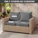 Tingjoo 2 Set 24x24x4 Inch Outdoor Chair Cushions Covers, Waterproof UV Resistant Patio Cushion Replacement Seat Slipcovers, and 24 x 20 Back Covers with Zipper for Furniture, Deep Seat Sofa (Gray)