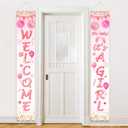 Blulu Baby Shower Decorations 71 x 12 Inch Welcome It Is a Girl Banner Backdrop Background Door Hanging Porch Sign for Baby Shower Gender Reveal Party Photo Prop Backdrop Supplies