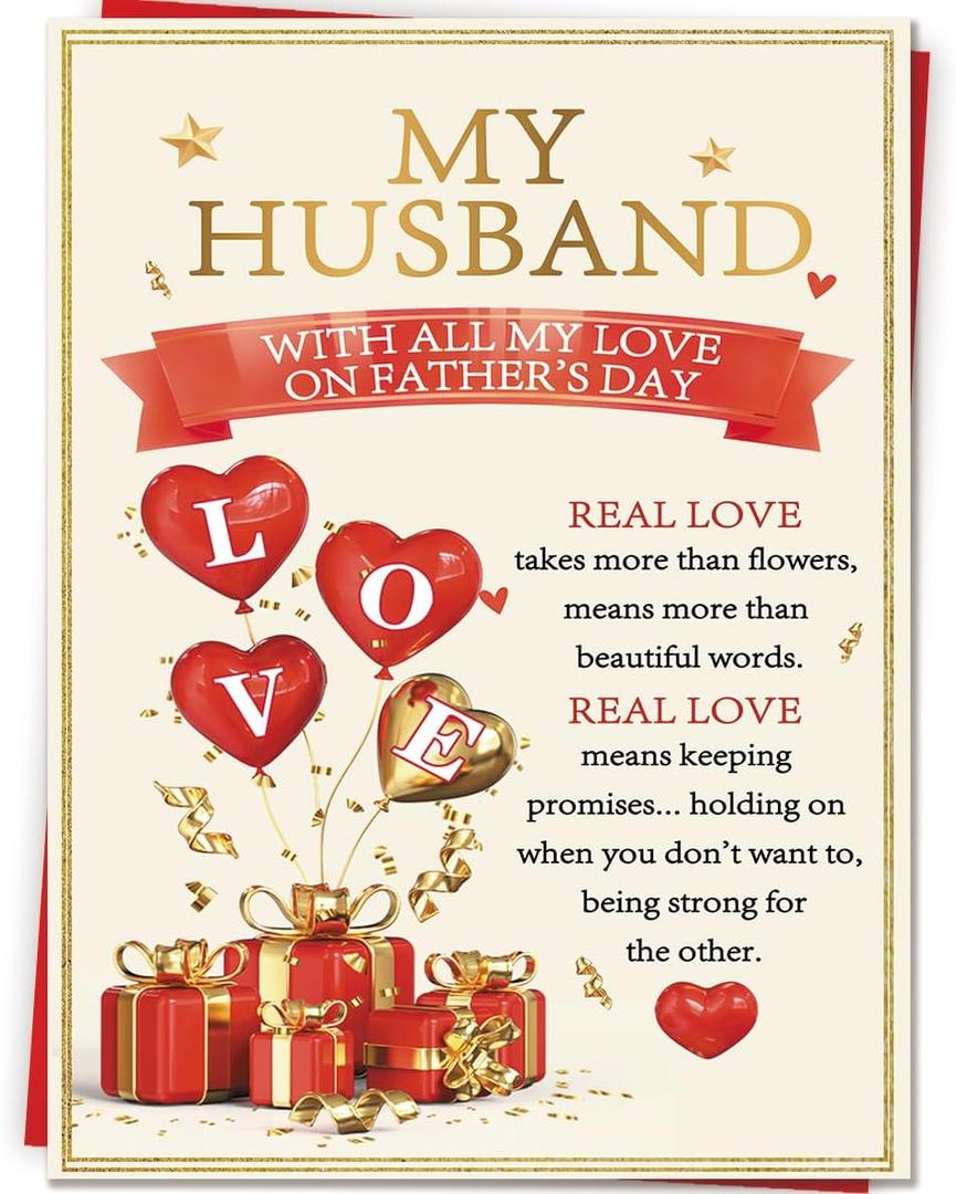 5 x Romantic Fathers Day Card Gifts for Husband, Father's Day Cards Gifts from Wife, Funny Personalized Father's Day Decorations