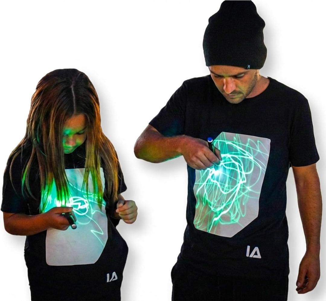 Illuminated Apparel Original Interactive Glow in The Dark T-Shirt - Fun for Birthday Parties & Festivals (X-Large, Black/Green Glow)