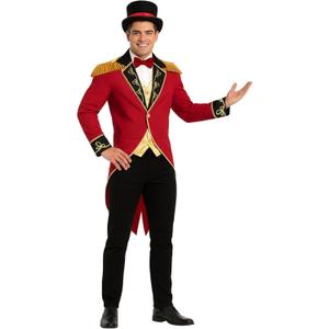 fun shack Ringmaster Costume for Men, Circus Outfit, Carnival Costume for Men, halloween costumes for adults (Medium, Red)