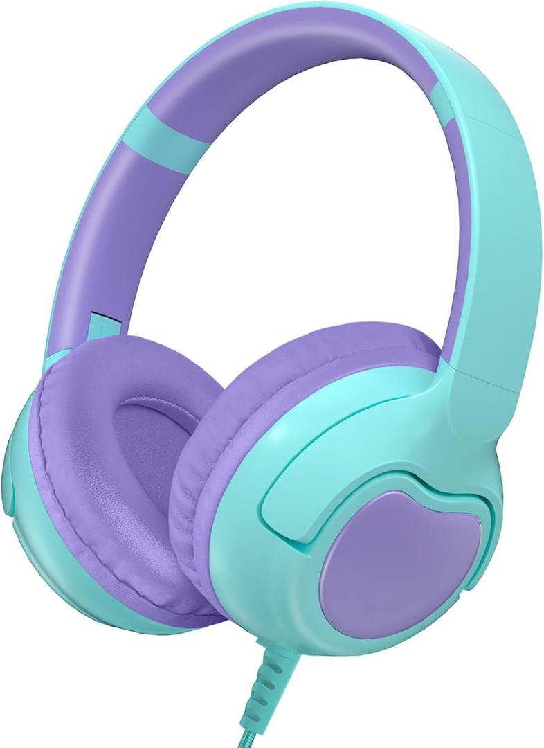 ZIHNIC Wired Kids Headphones, Safe 85dB Volume Limit for Boys & Girls, Comfortable Earpads, Foldable Design for School, Tablets, and Travel-CAYN