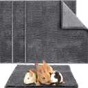 Amylove 4 Pcs Guinea Pig Cage Liner Washable Fleece Pee Pads Pet Dog Cat Bedding Training Mat for Small Animal Guinea Pig Puppy Bunny Hamster(12 x 12 Inch,Square,Dark Gray)