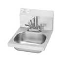 FSE 373-KR-HS-18 Hand Sink with 4" Center Deck Mount Faucet, Stainless Steel Sink with 5-3/ 4" Bowl, 7-15/ 16" Backsplash, 1-1/ 2" Drain and Wall Bracket, 14-1/ 16" W x 16-1/ 2" D x 13-1/ 2" H