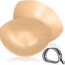 Double-Sided Sticky Bra Inserts - Invisible Lift Adhesive Bra Pads - Deimi Push Up Pads - Reusable & Washable Breast Pads (Large, Demi Beige)