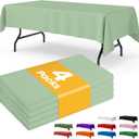 Sage Green Plastic Table Cloth - 4 Pack 54"  108" Rectangle Disposable Tablecloths for 6FT Tables, Table Cover for Party, Holiday & Gathering Use
