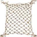 Hemp Rope Net (4ft x 12ft) Heavy Duty Natural Jute Rope Climbing Safety Netting for Balcony Stairs, Fence, Garden, Playground Protection & Indoor/Outdoor Decor