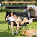 Double Camping Chair with Canopy Heavy Duty 2 Person Folding Loveseat Beach Chair with Shade High Back Oversized Outdoor Camping Couch with Cup Holders & Wine Racks for Lawn, Fishing, Sports, 23 inches x 39 inches x 61 inches