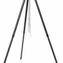 Camping Tripod for Cooking Five-Section Adjustable Campfire Tripod with Adjustable Suspension Chain Suitable for Camping, Campfire,Dutch Oven,Outdoor BBQ (Black)