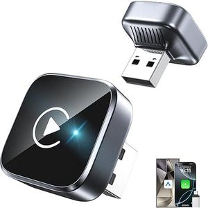 2in1 Wireless CarPlay Adapter 2026 Support Apple CarPlay & Android Auto, Mini Bluetooth USB A & USB C Dongle Convert Wired to Wireless Compatible with iPhone & Android