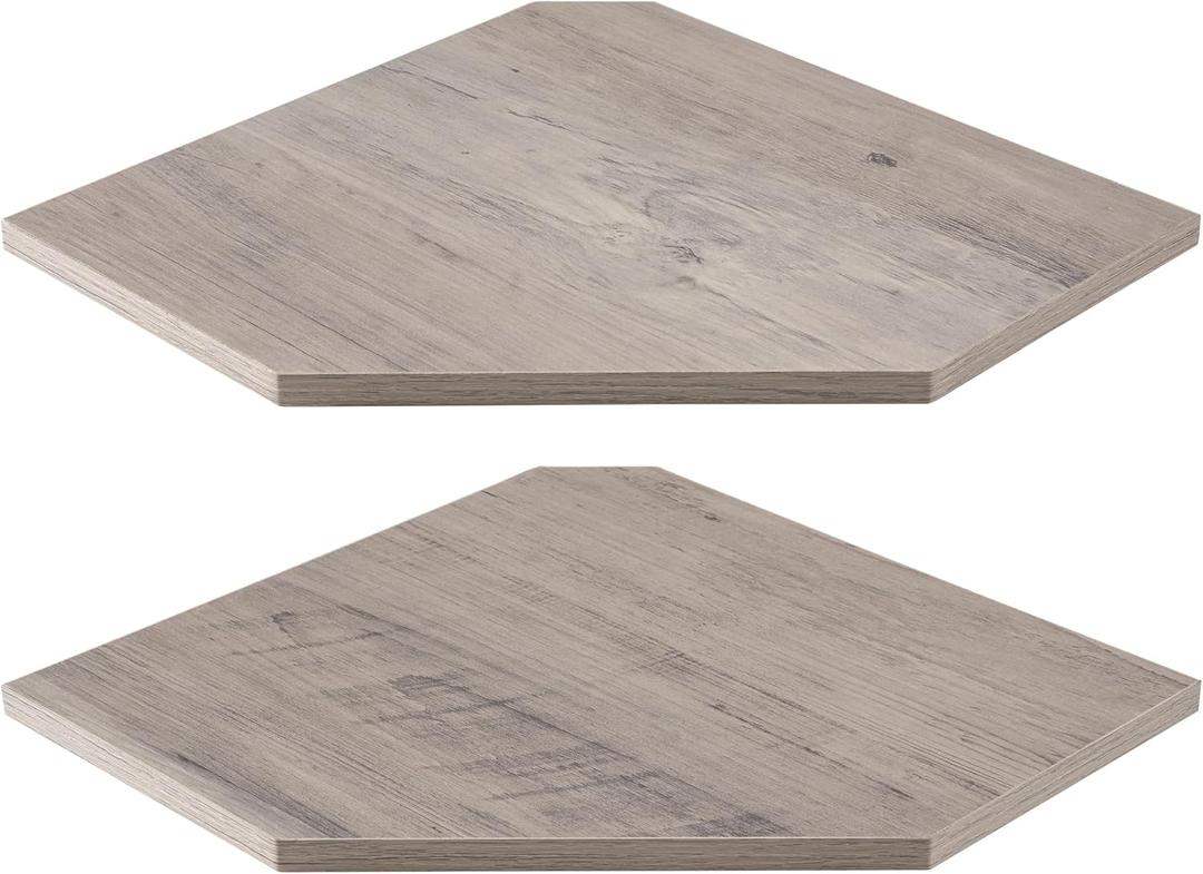 Corner Shelves 2-Pack for Bathroom & Kitchen, Space-Saving Floating Corner Wall Shelf with Easy Installation- Grey (Set of 2)
