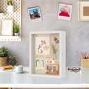 Love-KANKEI Shadow Box Frame 11x14 Shadow Box Display Case with Linen Back Memorabilia Awards Medals Photos Memory Box Gift Rustic White