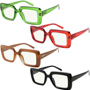 Eyekepper 4-Pack Progressive Multifocus Reading Glasses Blue Light Blocking for Women No Line Multifocal Readers, Magnification Strength: 1.0 x