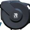 Relhost Garden Hose Reel 115 ft x 5/8 in, Retractable Heavy Duty Hose Reel with Any Length Lock, Auto Rewind System, 180 Metal Swivel Bracket, 10-Pattern Garden Hose Nozzle, Dark Grey