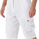 Cargo Shorts for Men Multi Pockets Mens Shorts Twill Below Knee 13 Inches Cotton Relaxed Fit Hiking Outdoor Work (30, White)