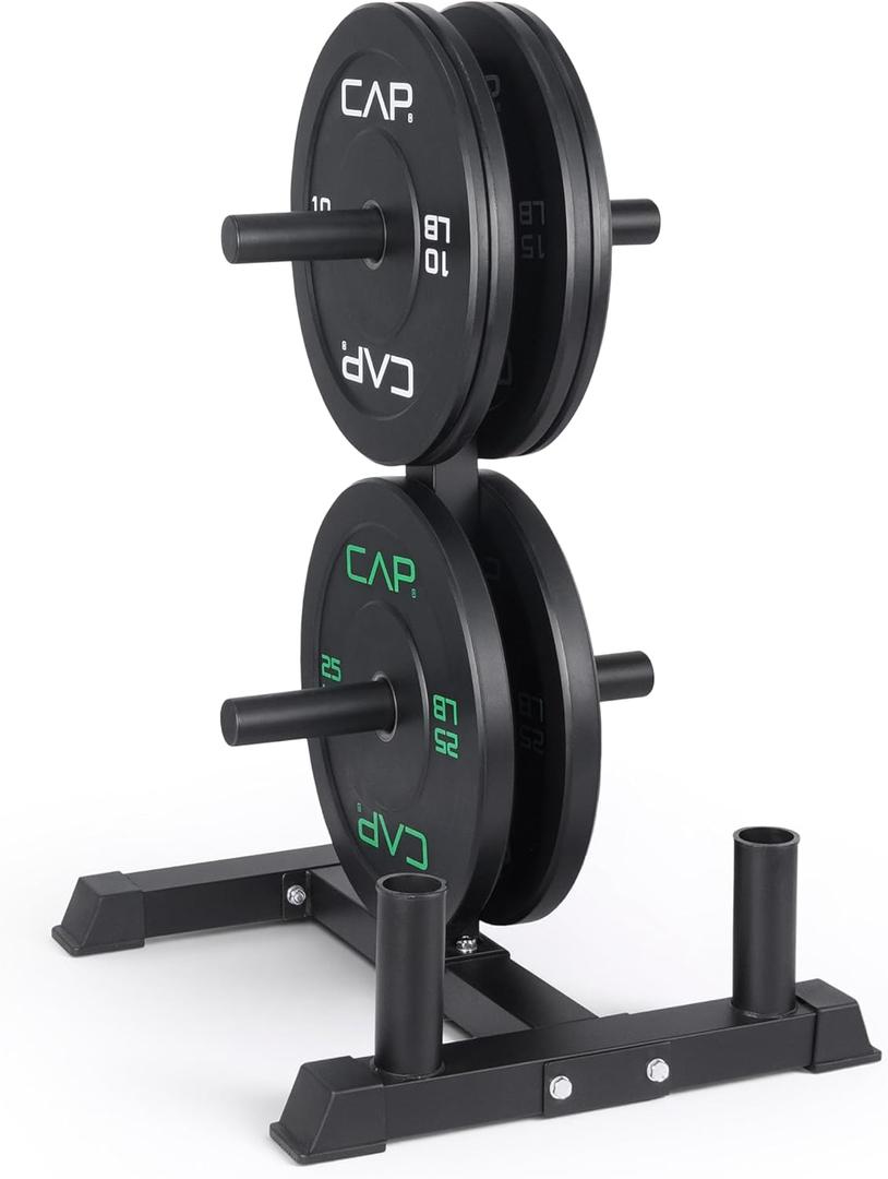 CAP Barbell 2-Inch Olympic Bumper Plate Weight Set with 6 Post Rack | 100-370 lbs | Multiple Options