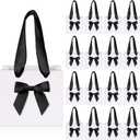 Kolldenn 50 Pcs No DIY Small Gift Bags with Black Bow Ribbon 4''x2.7''x4.5'' Mini White Paper Thank You Bags Bulk with Handle for Baby Shower Wedding Party Favor Birthday Return Guests