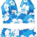 Floerns Women's Two Piece Tankini Swimsuit Floral Halter Top Beach Bathing Suit (M)