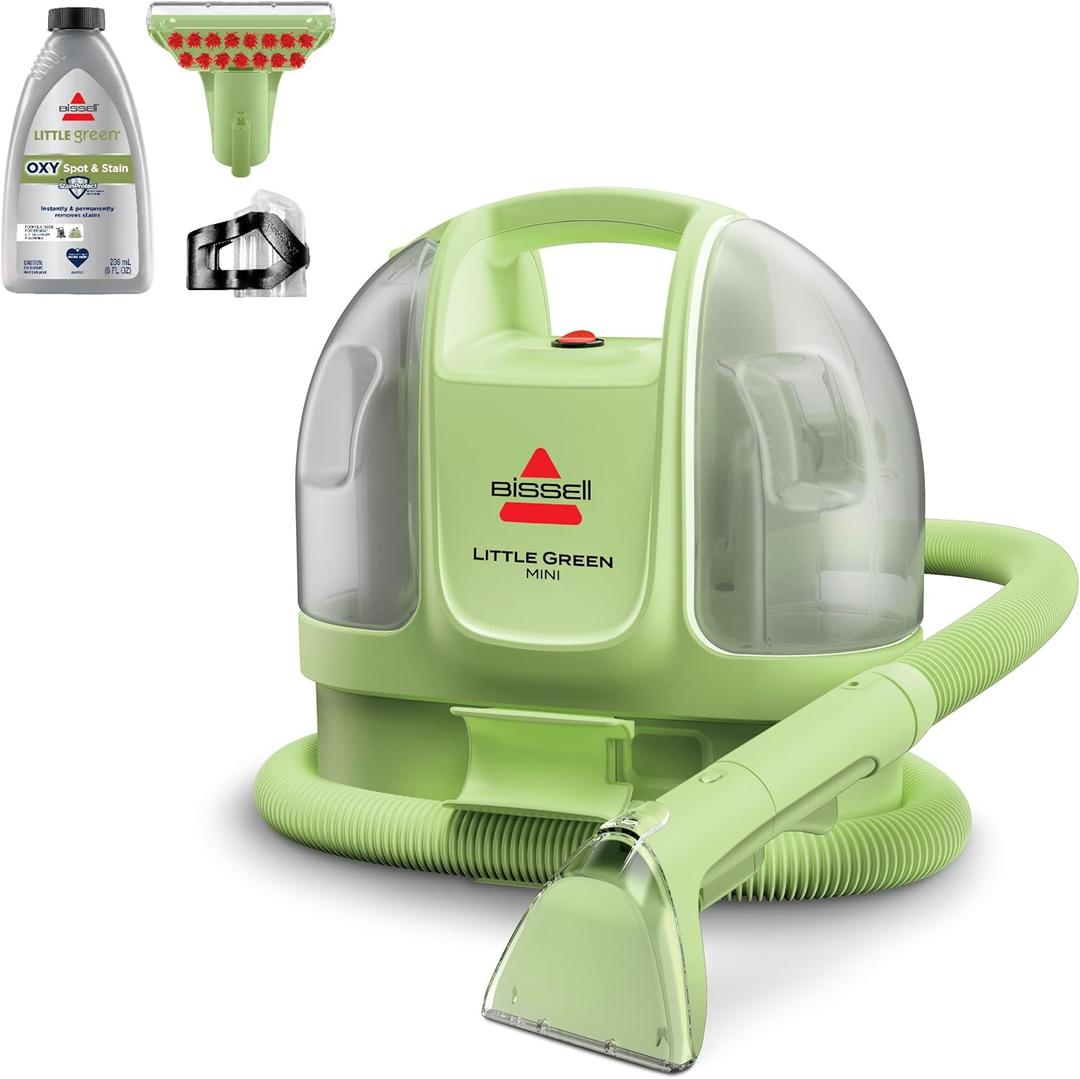 BISSELL Little Green Mini Portable Carpet and Upholstery Deep Cleaner, Car/Auto Detailer, with HydroRinse Self-Cleaning Tool and 4" Tough Stain Tool, Tea Green, 4075