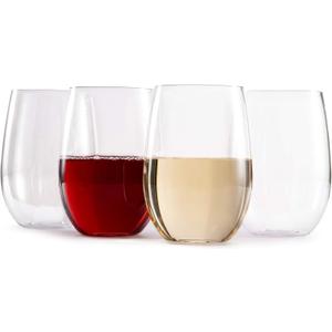 hotder Wine Glasses glasses drinking set 16 OZ Tritan, Stemless Wine Glasses Set of 4, plastic wine glass Outdoor Unbreakable Dishwasher-safe, Red Wine Glasses for Home, Party