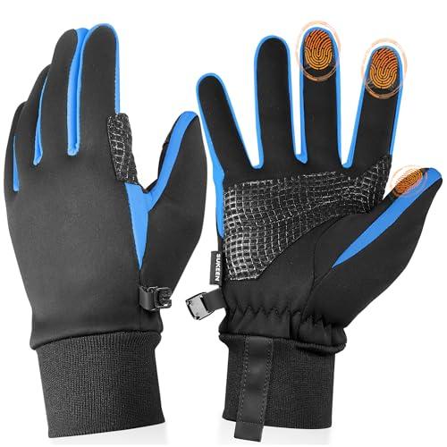 Sukeen Winter Gloves Men Women, Touchscreen Anti-Slip Warm Mens Gloves for Running Driving Cycling Hiking Biking Outdoor Sports Daily Work, Blue, M