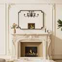 Baroque Antique Bronze Scroll Wall Mirror 40 x 30 Vintage Rectangle Framed Baroque French Rectangular Mirror for Mantle Fireplace Bathroom Living Room, Horizontal/Vertical