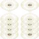 10 Packs Lace Placemats Retro French Crochet Table Placemats Cup Mat Handmade Embroidered Crochet Table Mats Hollow Vase Place Mats for Home Kitchen Wedding Decoration(12x17inches)