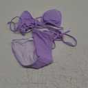 ZAFUL Women's Cheeky Bikini Set 2 Piece Sexy String High Cut Swimsuits Lace Up Tie Side Bathing Suits 2025 (Large, Lavender Purple)