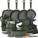 CAROTE 31PCS Pots and Pans Set, Nonstick Cookware Set Kitchen Non Stick Induction Cookware Non-toxic Granite Cooking set (Green)