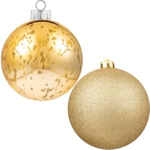 XmasExp 6in Large Christmas Ornaments Christmas Ball Ornaments Giant Tree Decoration Shatterproof Decorative Hanging Balls for Holiday Party Decor (Gold, 2pcs)