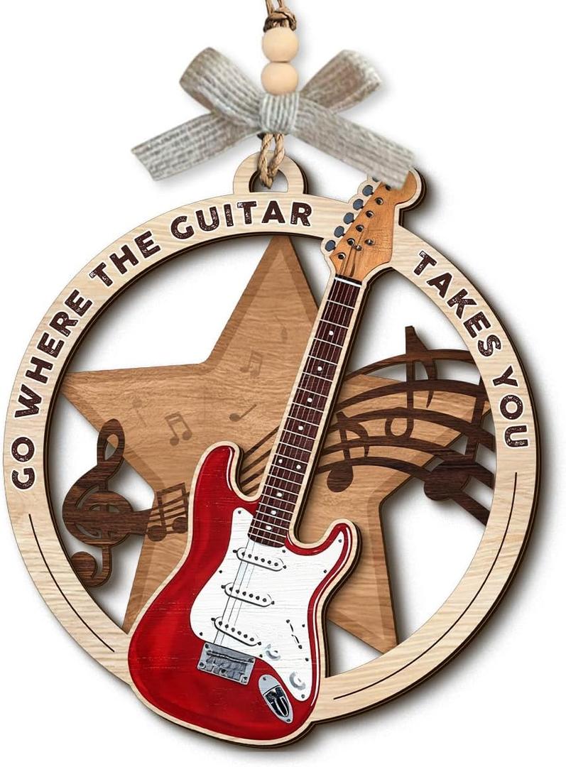 Guitar Ornament 2025 - Musical Instrument Music Gifts for Men Women, Unique Christmas Ornaments for Tree Decor, Guitar Ornaments for Tree Decor, Thoughtful for Boys Girls Musician