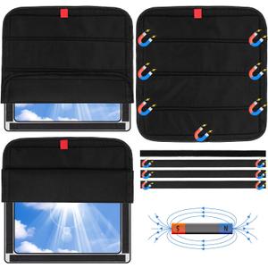 funomo 2 Pcs RV Door Window Shade Cover - Magnetic RV Blackout Window Cover with UV Protection and Privacy Features 16 " x 16 " Foldable Magnet Design, Waterproof Fabric, Reflective Silver Coating