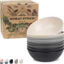 Grow Forward Premium Wheat Straw Bowls - 20oz Microwave Safe Plastic Cereal Bowls Set of 8 for Kitchen, Camping, RV, Dessert, Snack, Soup, Salad, Fruit - Reusable, Unbreakable & BPA Free - Moonlight