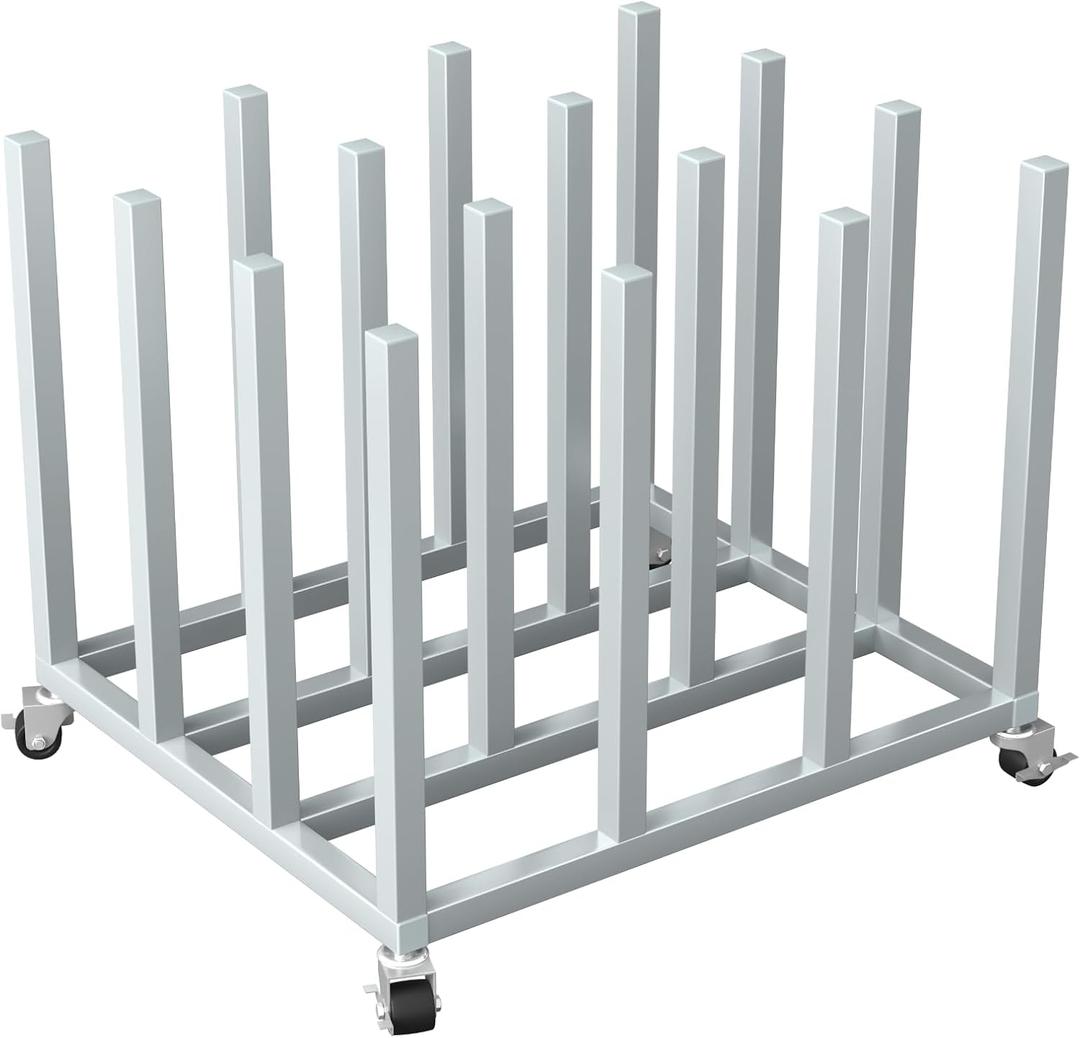 16-Roll Large Vinyl Roll Storage Rack,Heavy-Duty Media Roll Cart,Mobile Paper Roll Holder for Blueprint Storage/Fabric/Butcher Paper Organization