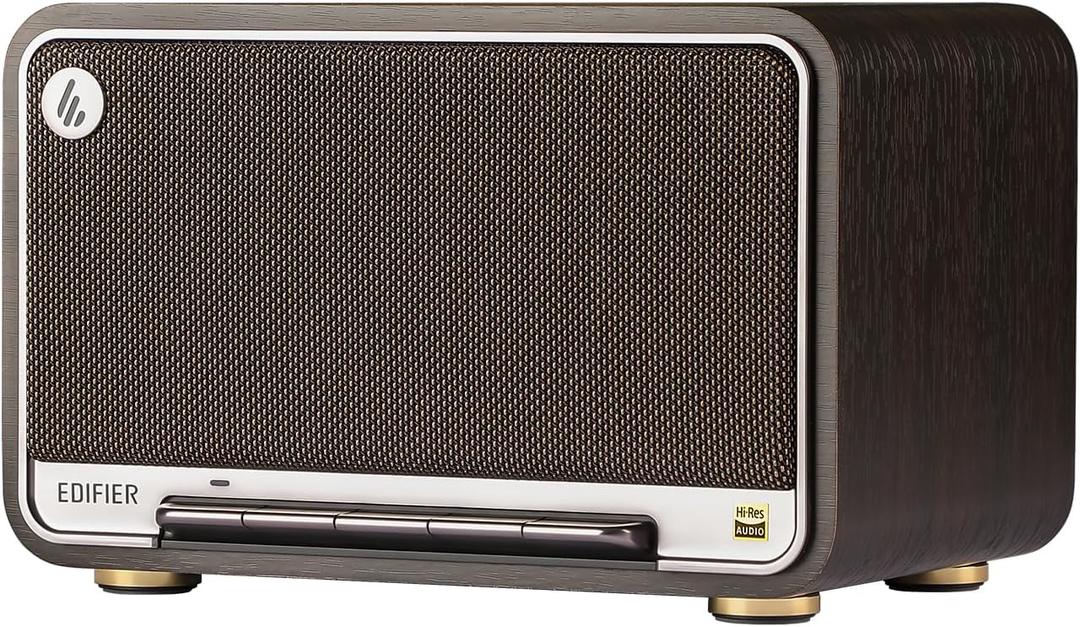Edifier D32 Tabletop Wireless Speaker, Hi-Res Audio, LDAC, ALAC, 60W (RMS), 2.1 Acoustic Architecture, 11h Playtime, APP Control, Bluetooth 5.3, AirPlay2, USB-C and AUX Inputs, Black Walnut