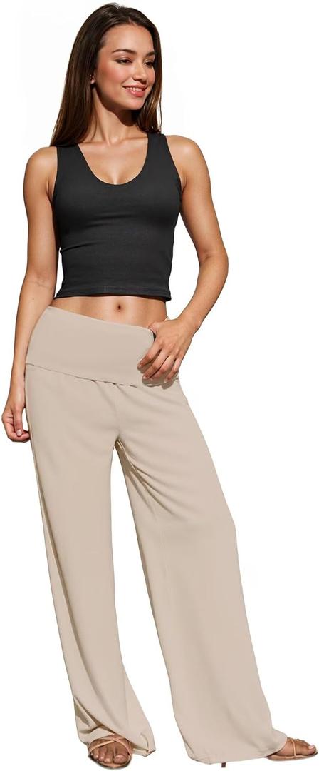 Hybrid & Company Women's Foldover Pants (Beige)