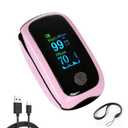 Pulse Oximeter with Respiration, Rechargeable Fingertip Pulse Oximeter Blood Oxygen Monitor with Pulse Readings, Portable O2 Saturation Monitor for Sports and Travel, Pink Pulse Oximeter for Daily Wellness