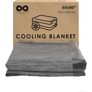 Everlasting Comfort Cooling Blanket for Hot Sleepers (60"x80") Dual-Sided Cold Throw Blankets with Icy Cool Fibers, Lightweight for Bed, Sweat-Free Sleep & Night Sweats Relief in Summer & Winter, Gray  Everlasting Comfort Cooling Blanket for Hot Sleepers (60"x80") Dual-Sided Cold Throw Blankets with Icy Cool Fibers, Lightweight for Bed, Sweat-Free Sleep & Night Sweats Relief in Summer & Winter, Gray