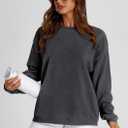 PRETTYGARDEN Women's Oversized Sweatshirt 2025 Fall Fashion Clothes Ribbed Corduroy Long Sleeve Going Out Pullover Tops (Dark Grey, Medium)  