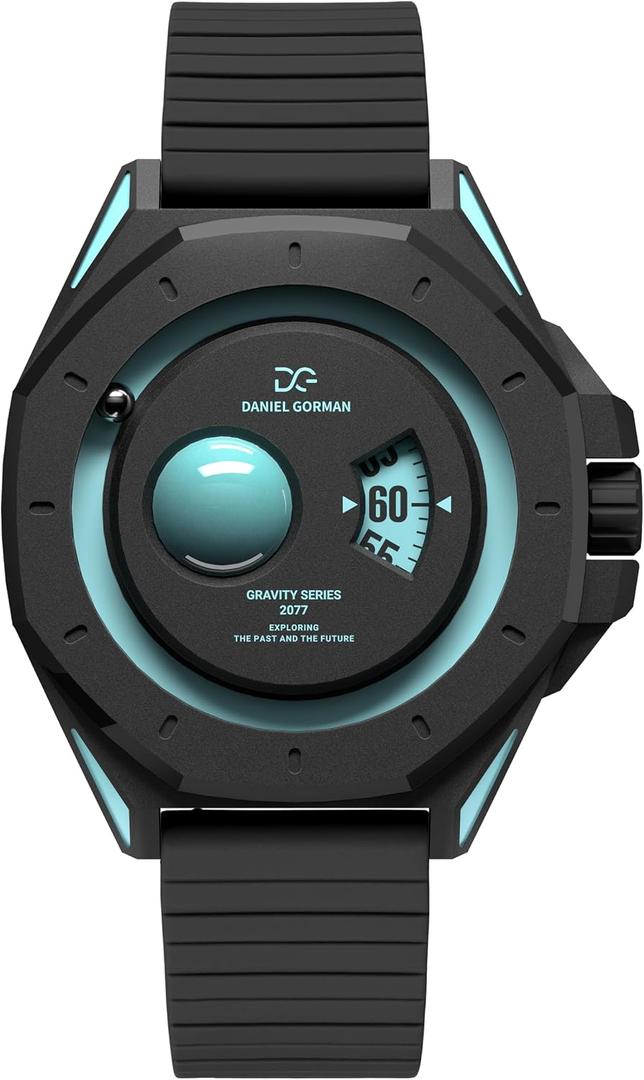 Men's Watch Quartz Gravity Series 2077 - Silicone Strap, Waterproof Orbital Luminous Futuristic Space-Themed Wristwatch