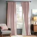 PONY DANCE Dusty Pink 100% Blackout Curtains 96 inches Long for Nursery Bedroom, Thermal Insulated Velvet Window Drapes for Girls Room, Soft Luxury Black Out Curtains(2 Panels, W52 x L96)