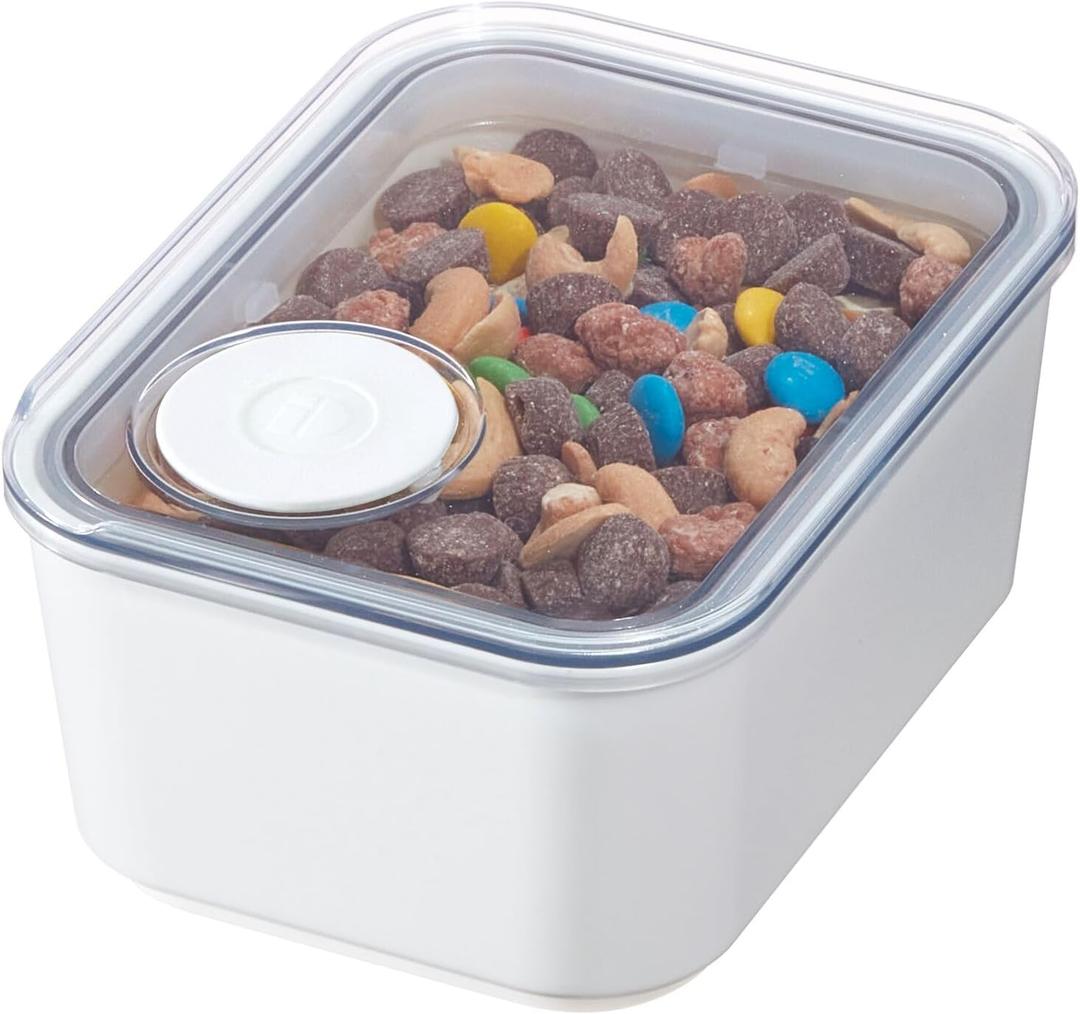 InterDesign iDesign Recycled Plastic Small Dry Goods Kitchen Canister with Airtight Lid  6.34" L x 4.79 W x 2.97 H, White