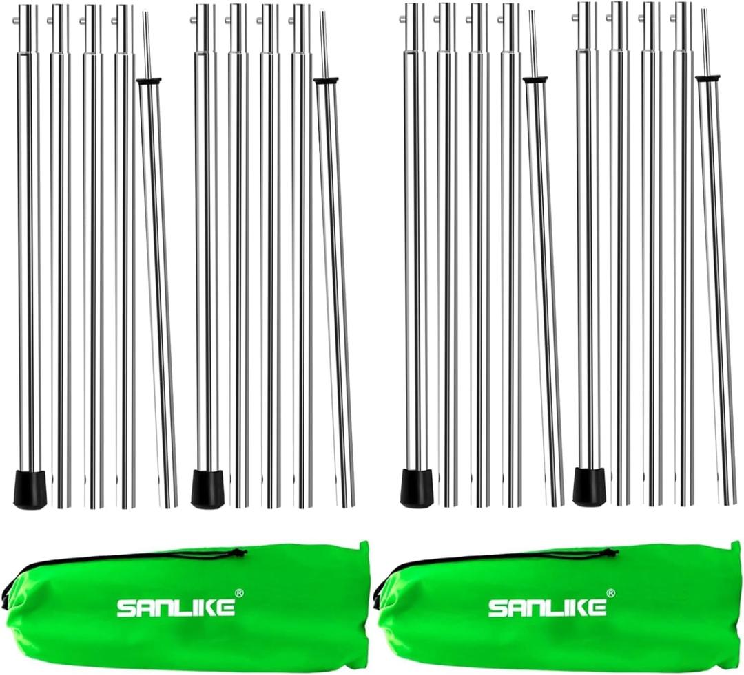 SANLIKE Camping Tent Tarp Poles Set for Canopy Awning Shelter Backpacking Hiking - Telescopic Adjustable Length Tent Sunshade Support Stick Rods (Adjustable Length - Steel 2packs)