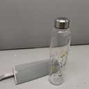 Clear Water Bottle 32 oz BPA Free Glass Drinking Bottle for Juice with Stainless Steel Lid and Neoprene Sleeve (32 ounce, Scattered Flowers) (33.8 Ounces)